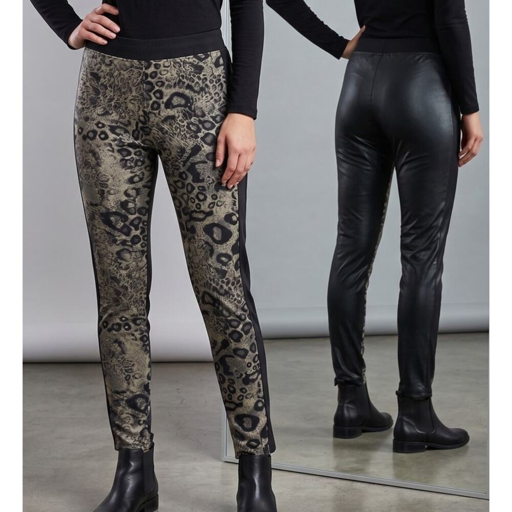 Jeggology S/M Womens Snake Print Leggings Cotton Poly Nylon Black Gray